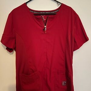 Koi Lite Red Zip Scrub Top